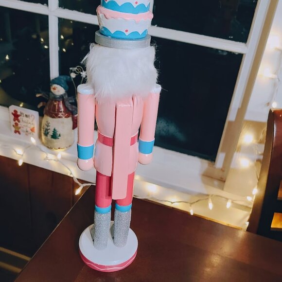 Pink Christmas Nutcracker Soldier Wooden Statue Xmas Decoration Holiday Decor - Picture 8 of 14
